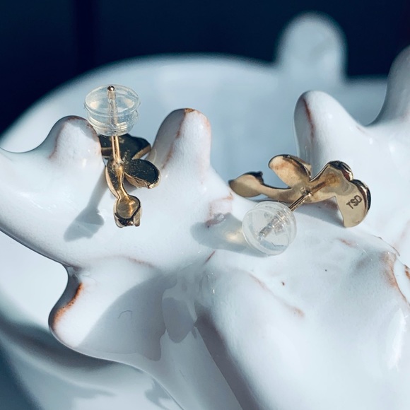 10KYG Sapphire-Emerald-CZ Crawler Earrings—NWOT - Picture 3 of 6